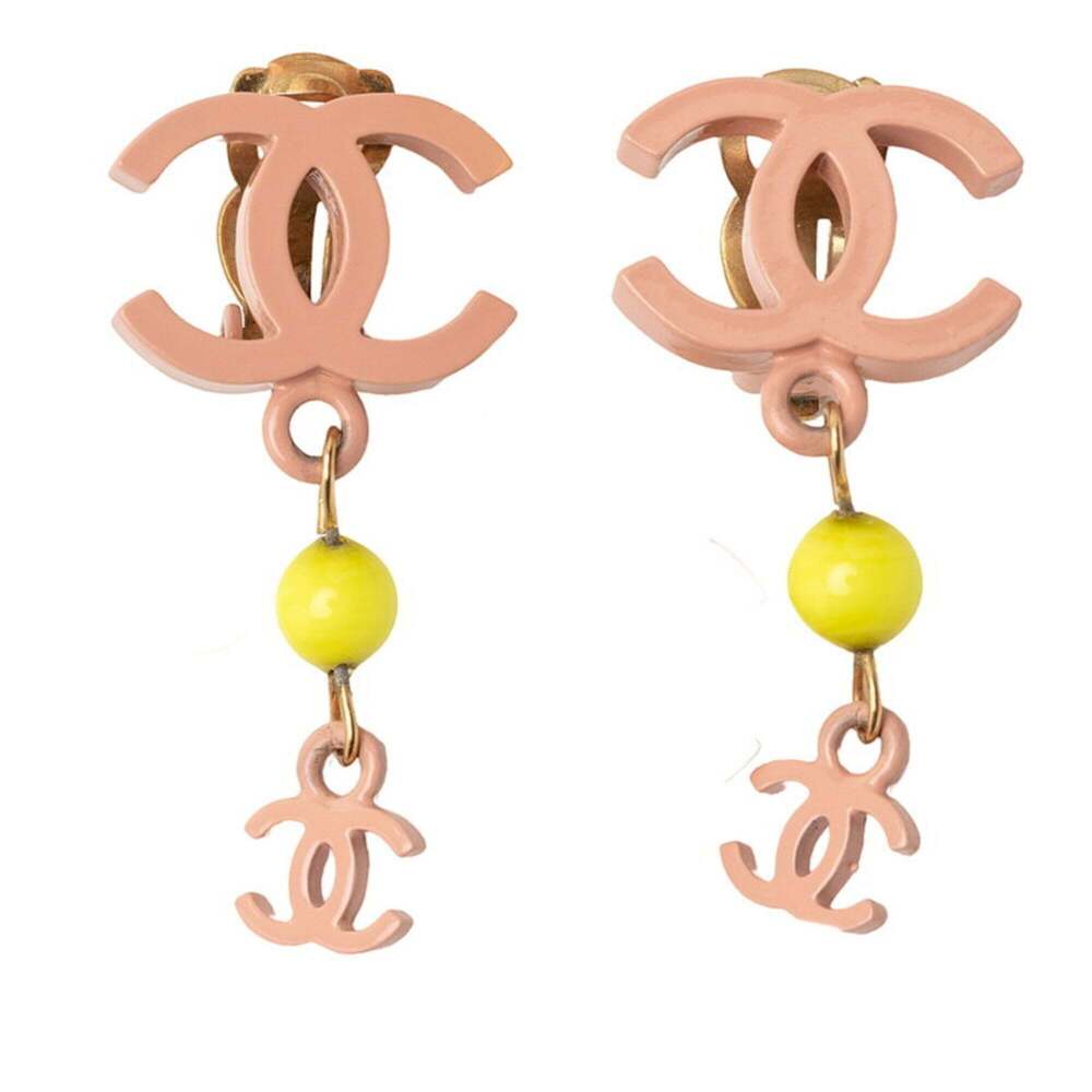 CHANEL Authentic Pink Logo Earrings - Picture 1 of 3
